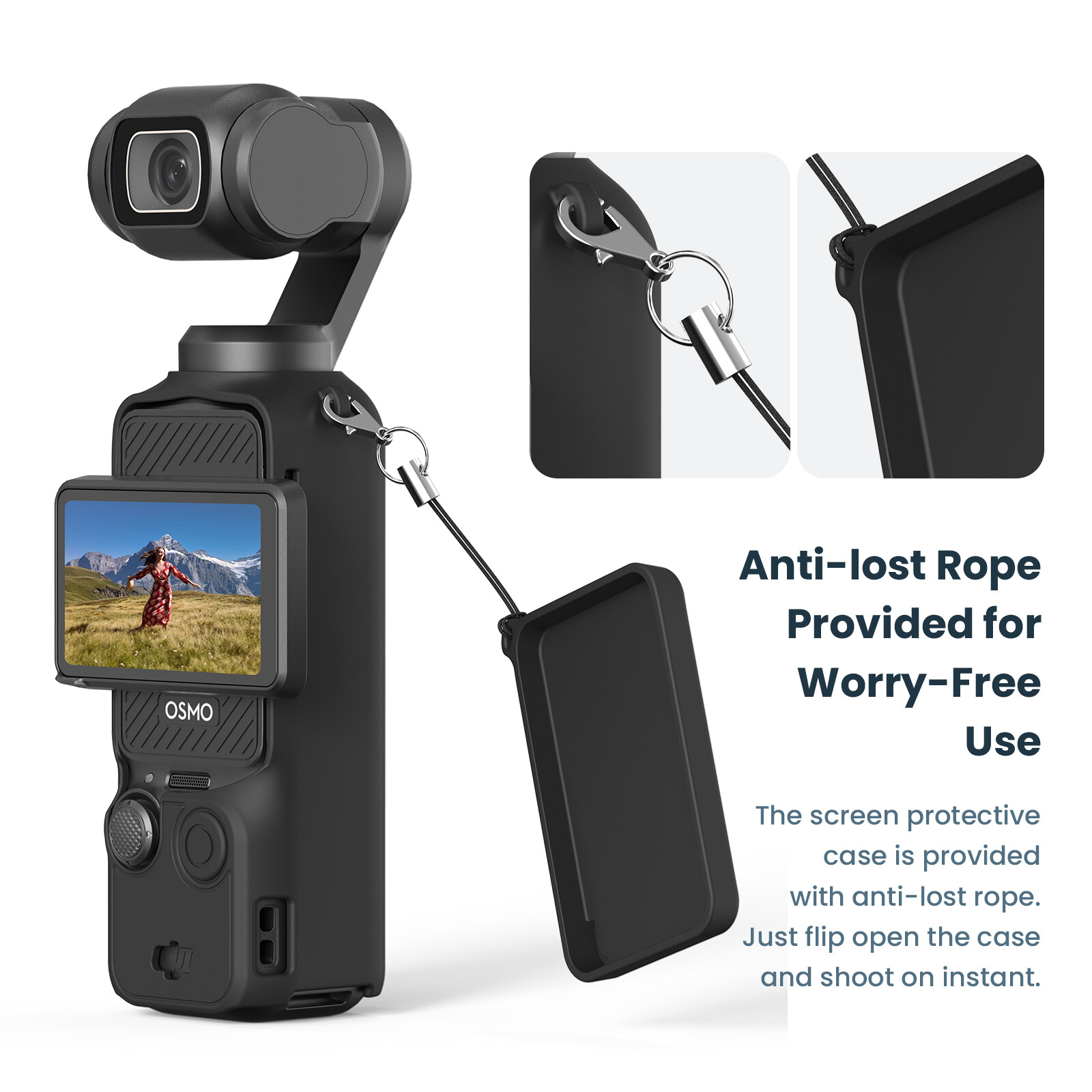 Protective Case for DJI Osmo Pocket 3 Lanyard Lens Cap