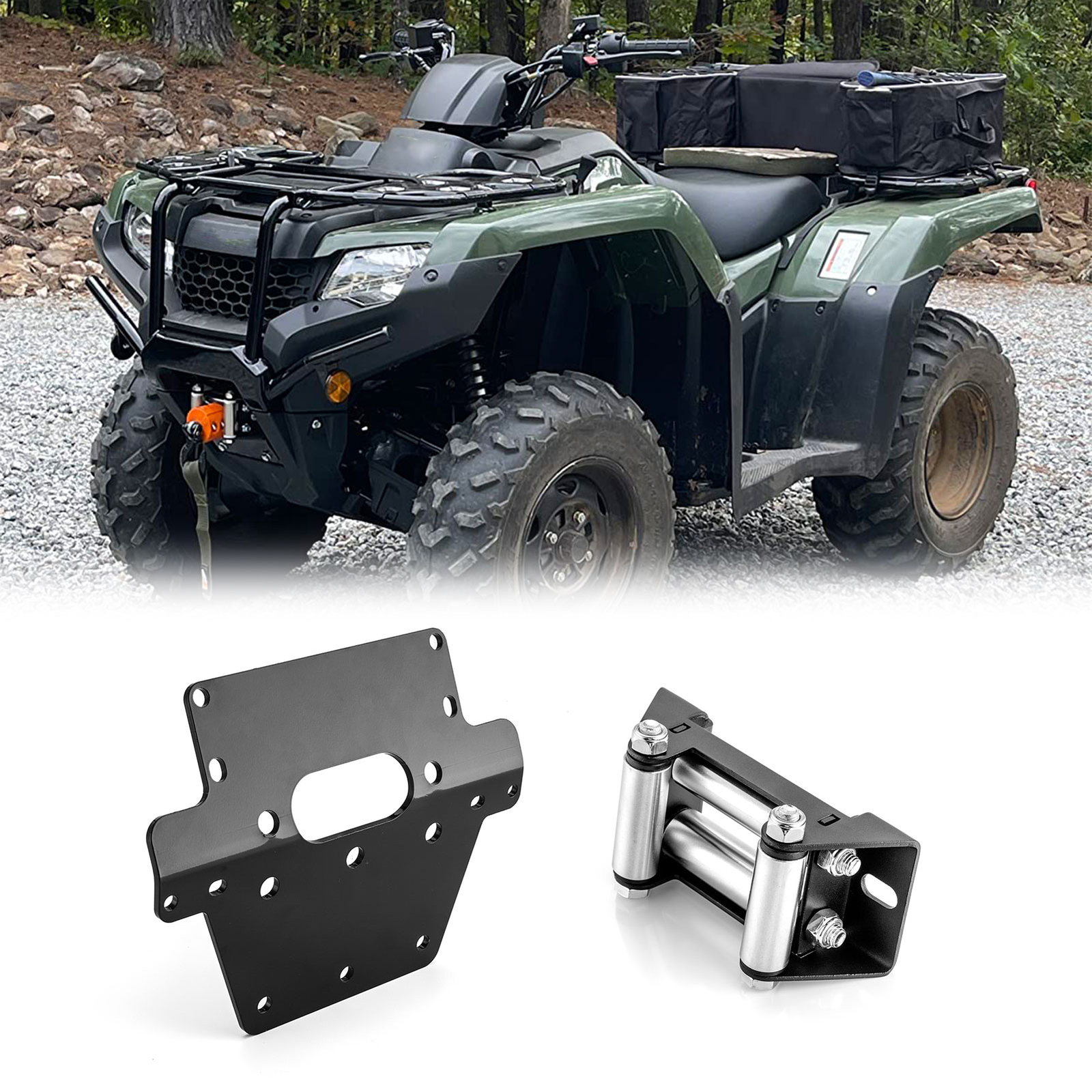 WEISEN Winch Mount w/4 7/8" Roller Fairlead For Honda TRX420 Rancher AT IRS 2014