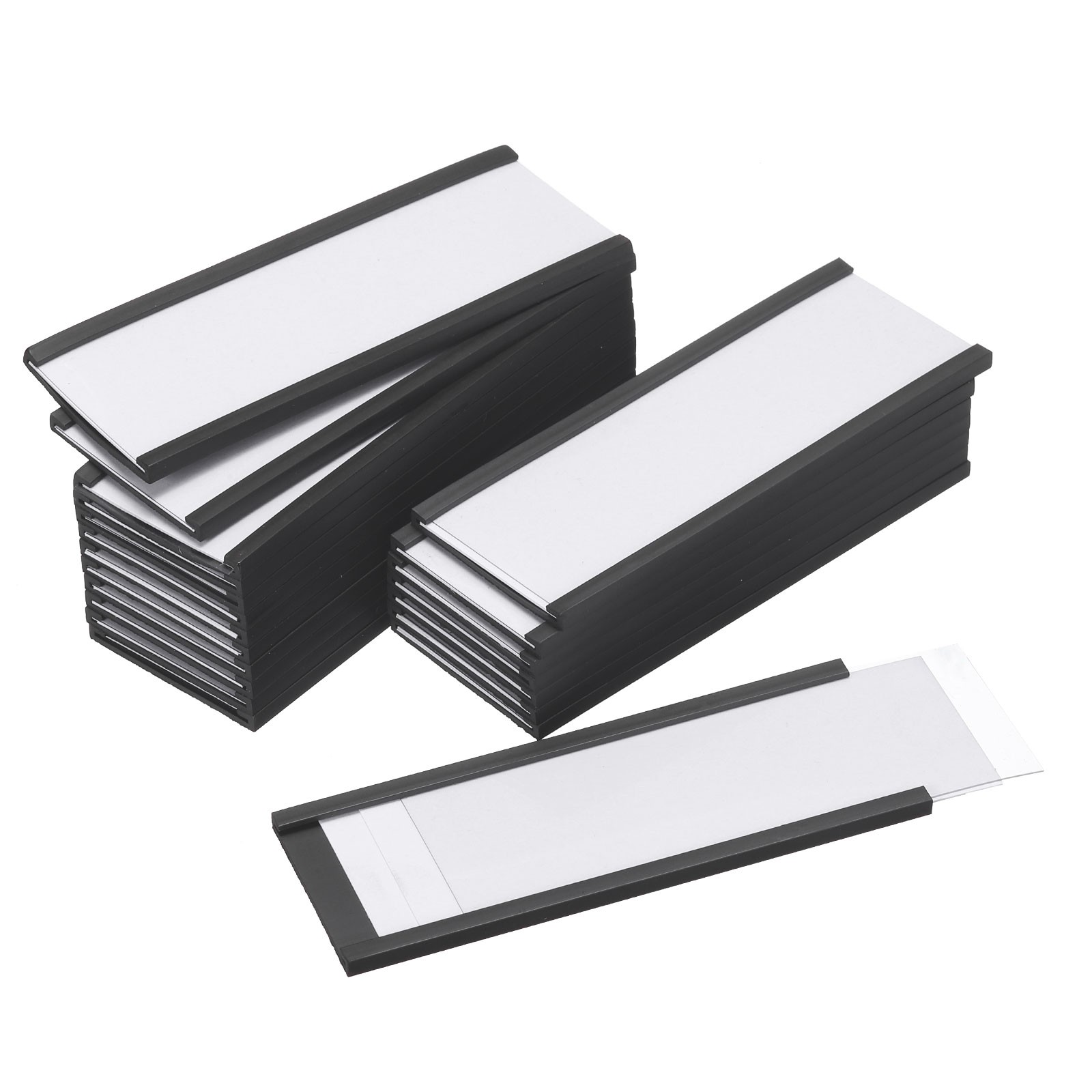 Label Holders 3" x 1.2" C Channel Rubber Magnetic for Metal Shelves, 20 Pcs