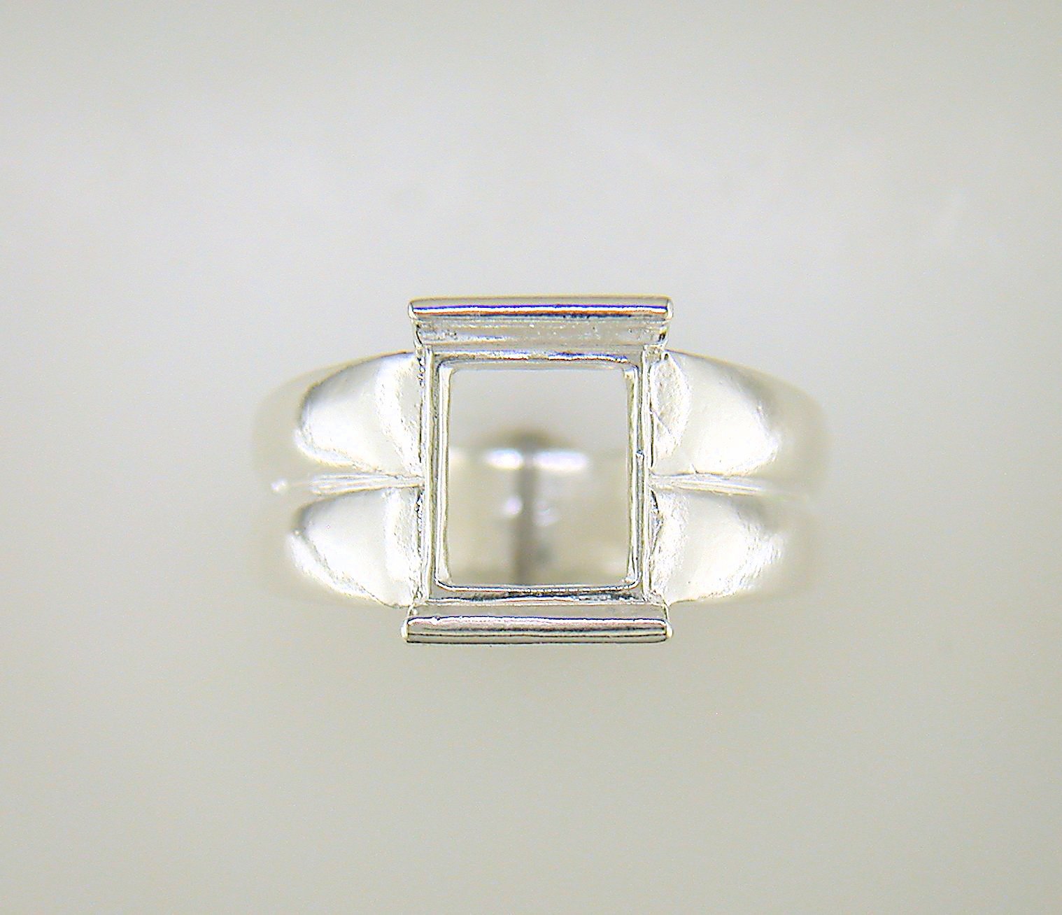 10 mm Square Fancy Plate Set Ring Setting Sterling Silver