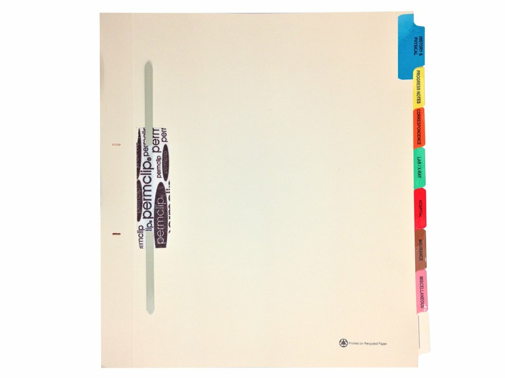 Medical Arts Press Side Tab Fileback Dividers w/8  Tabs 20 Sets/Box 541283