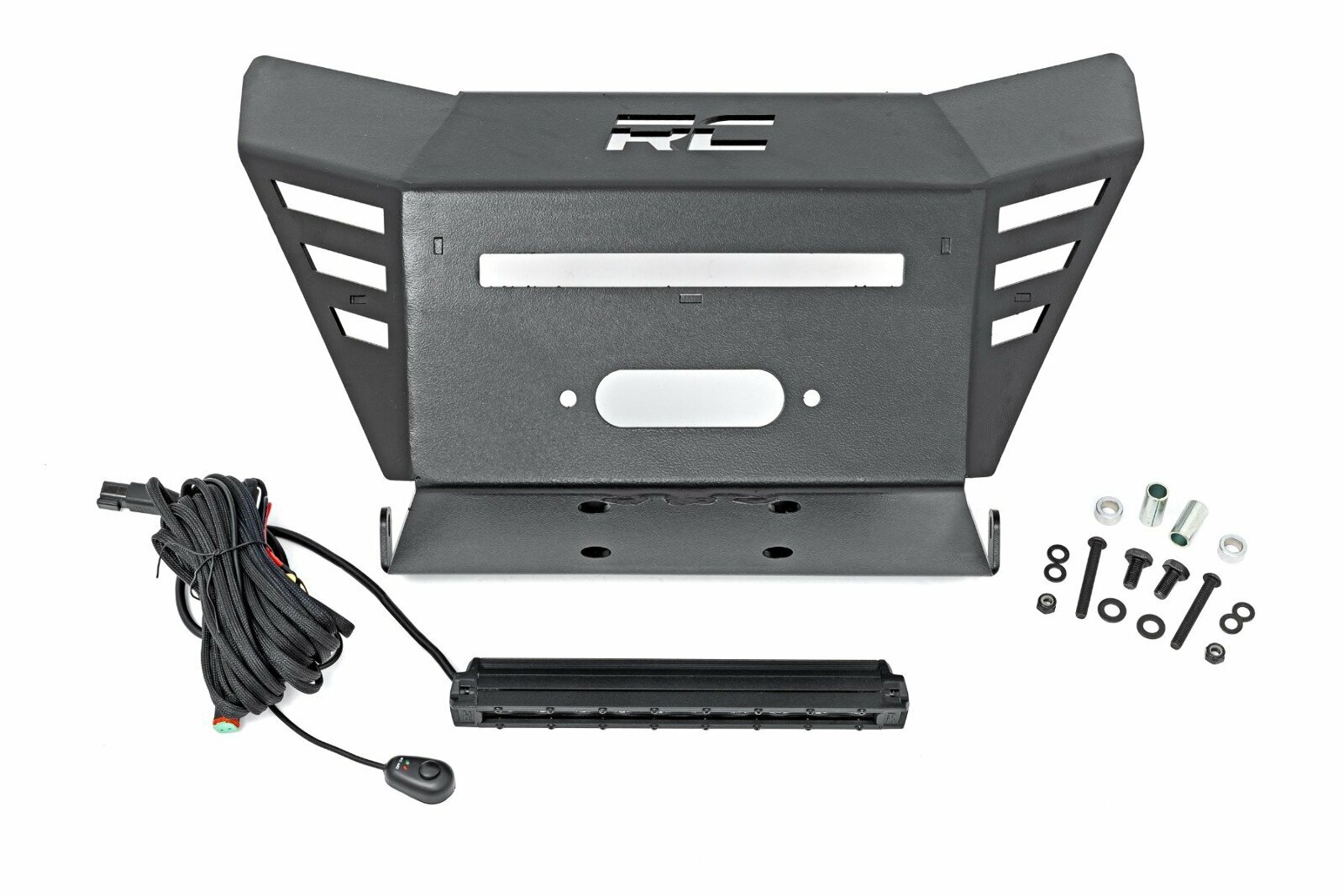 Rough Country Winch Plate 10" Black Slimline for Honda Pioneer 520