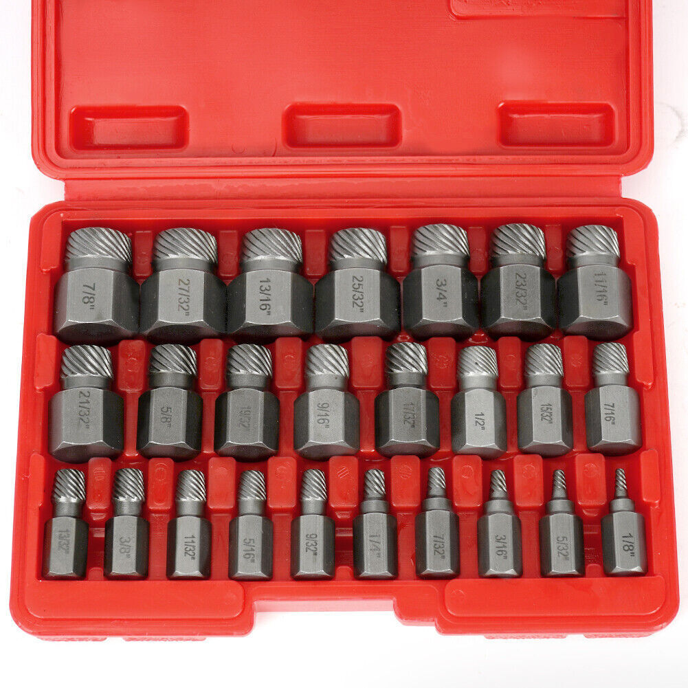 Multi-Spline Screw Extractor Set Hex Head Bit Socket Wrench Bolt Remover 25Pcs
