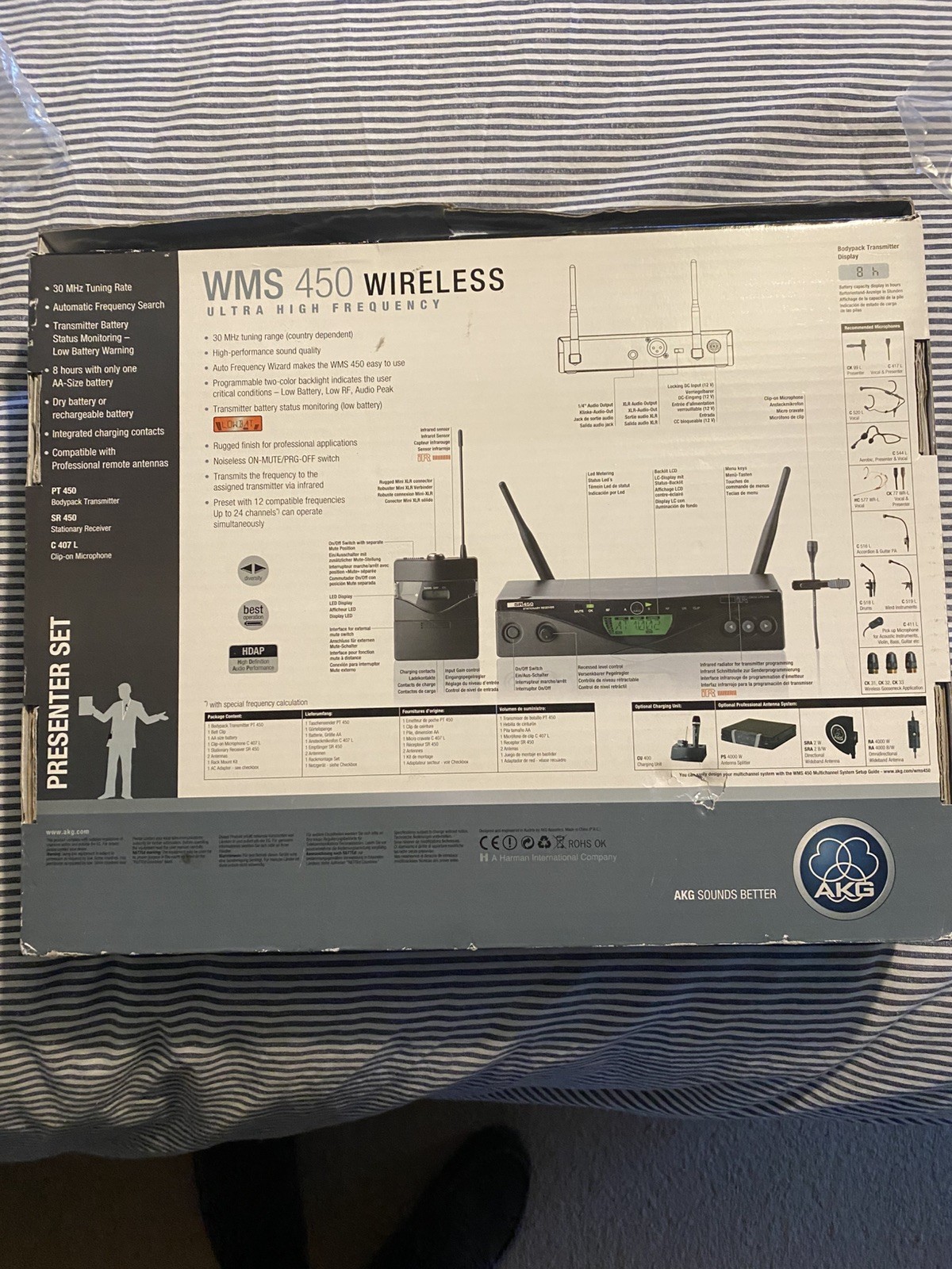 Wireless Microphone AKG WMS450 Wireless Presenter Set - open box, unused.
