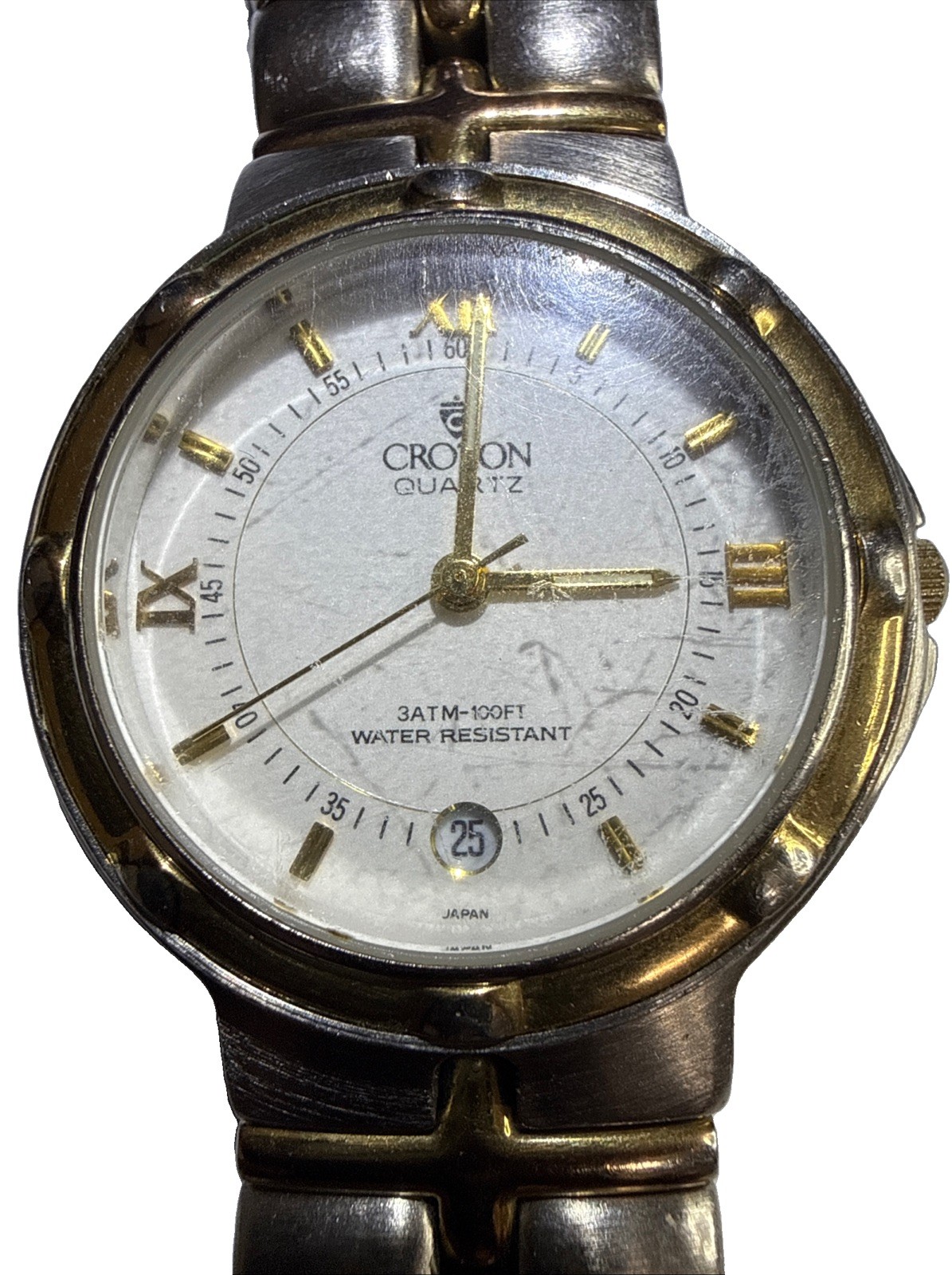 Vintage Croton Quartz Miyota 23K Gold Plated watch Silver/Gold Tone - Mens