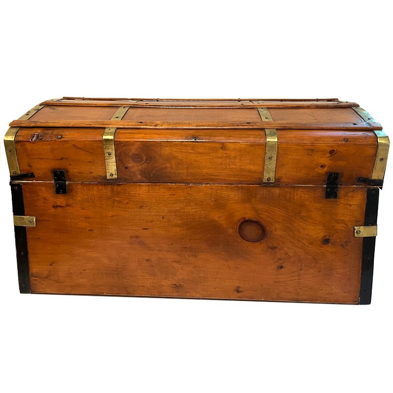 Jenny Lind Trunk Circa 1870 Brass Bound Refinished And Lined By Our Trunksmith