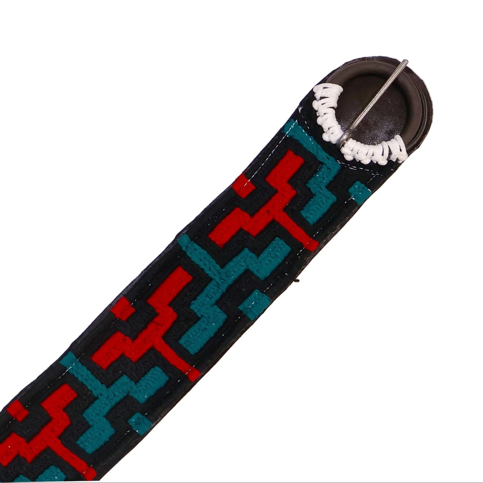 34" Teal Red Cincho Caballo Mexican Cinch Saddle