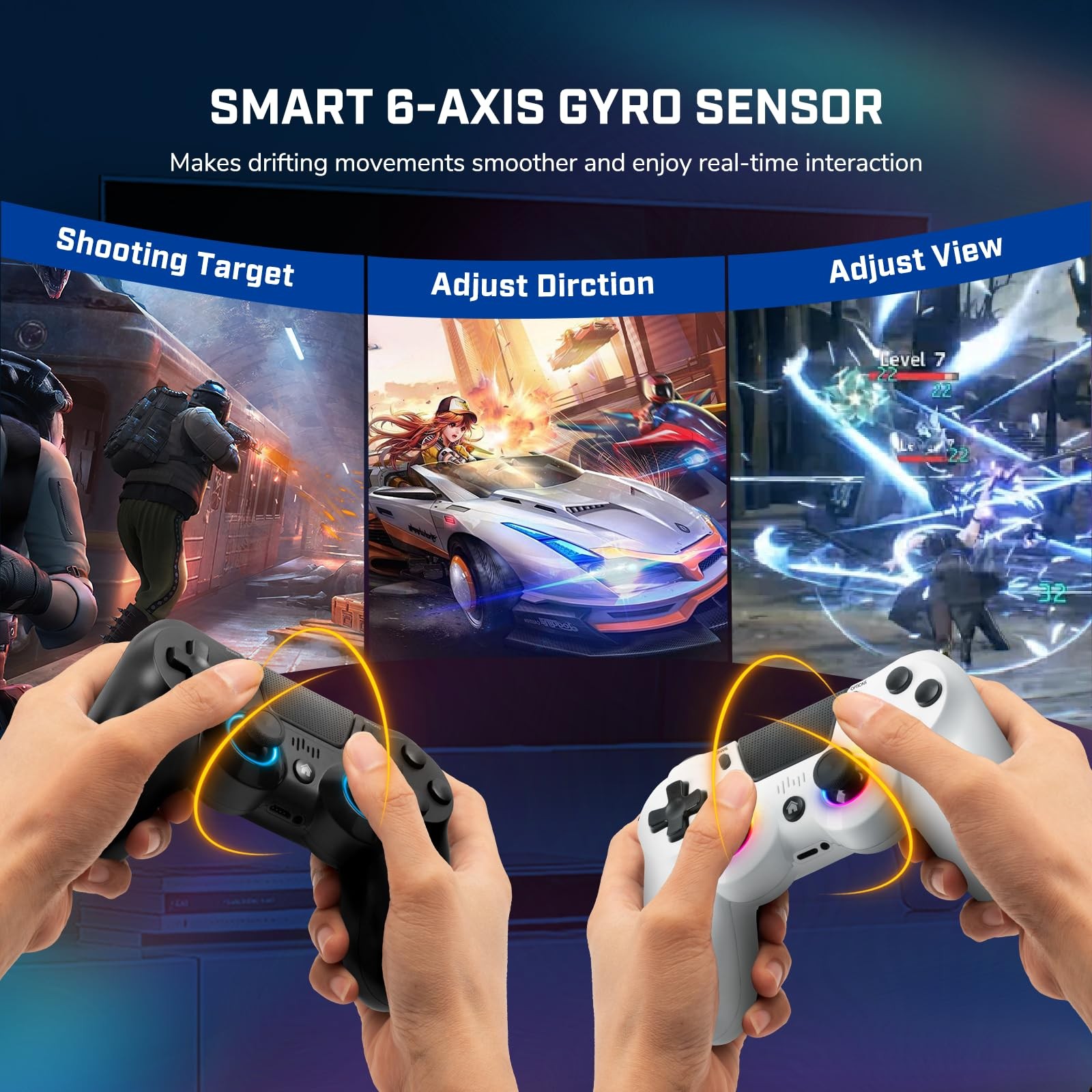 2 Pack Wireless PS-4 Controller, Game Remote Controller with PS-4/Slim//PC, R...