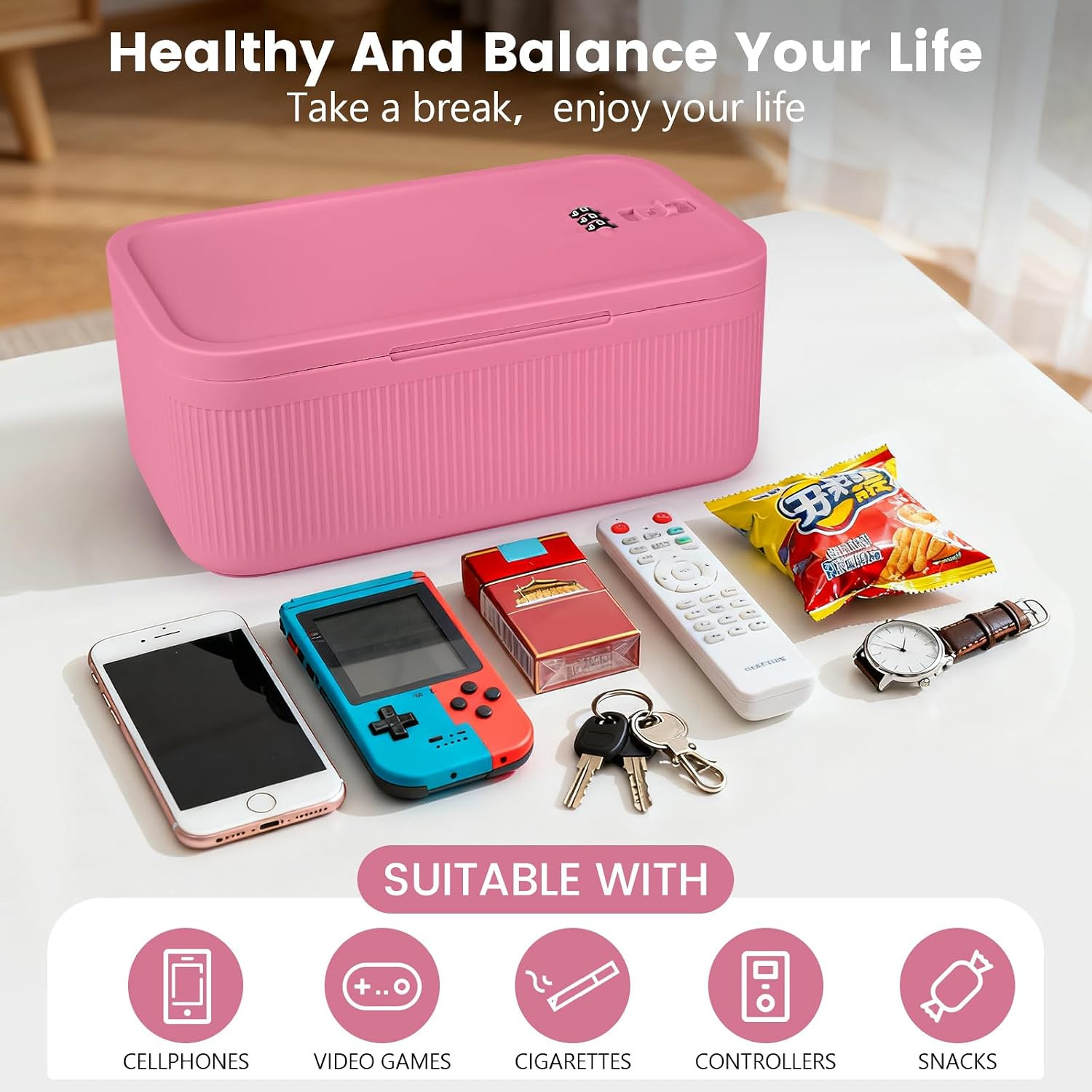 Small Lock Box, Lockable Storage Box with Combination Code for Medication Safe,