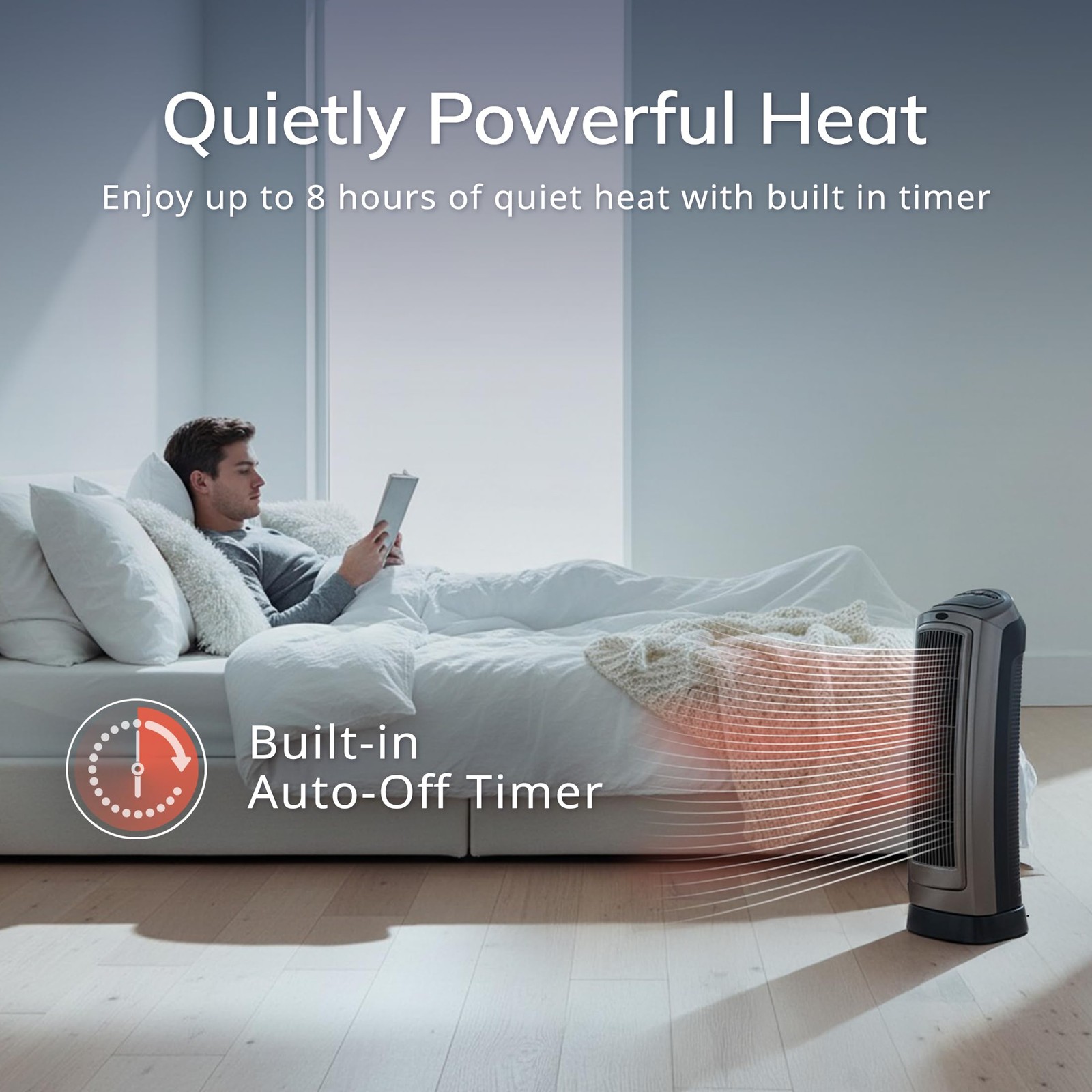 Oscillating Digital Ceramic Tower Heater, 1500W, Thermostat, Timer, Remote, 23"