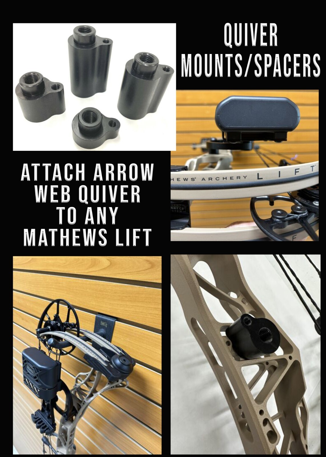 Mathews Compatible Arrow Web Quiver Mount / Spacers for Mathews LIFT Compound