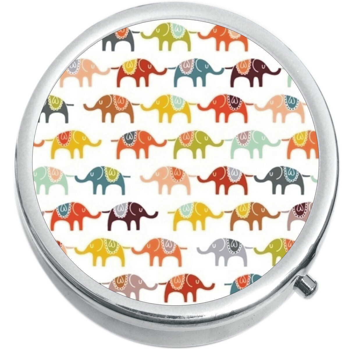 Colorful Elephants Medicine Vitamin Pill Box