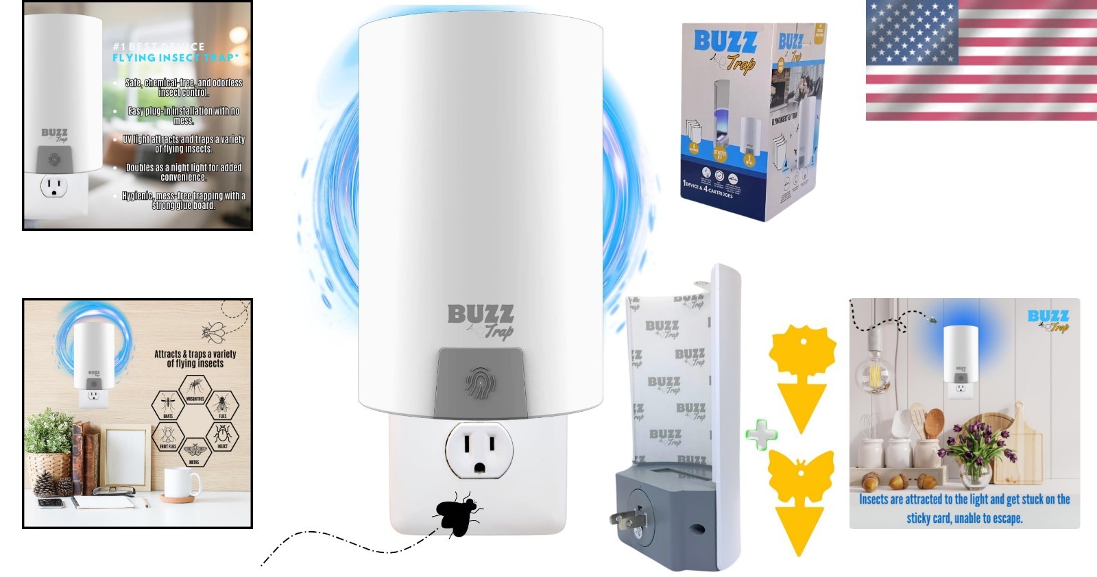 Highly Effective Indoor Fly Trap with UV Light & 4 Refills for Complete Control