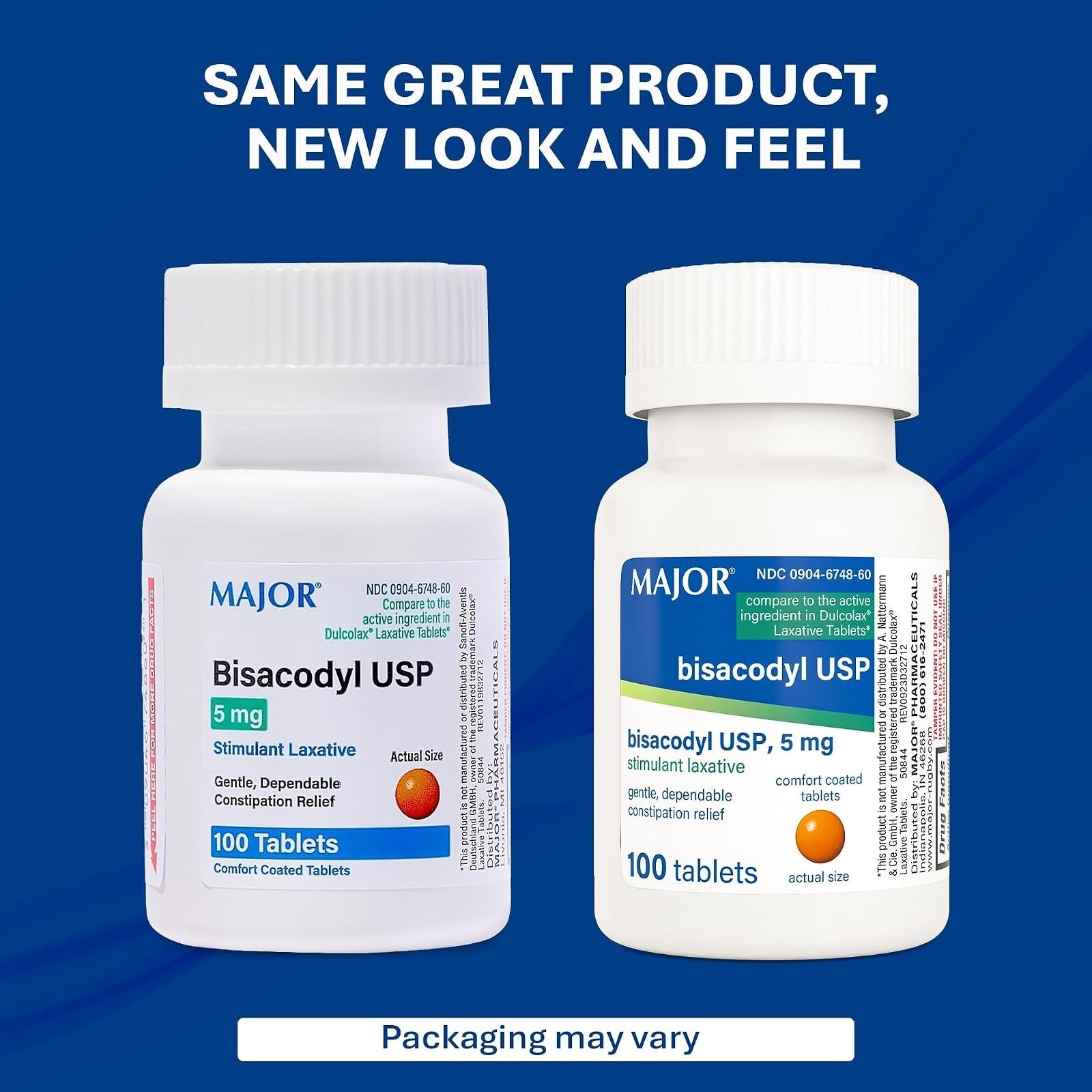 MAJOR Bisacodyl 5mg Laxative Tablets for Constipation Relief 100 Count