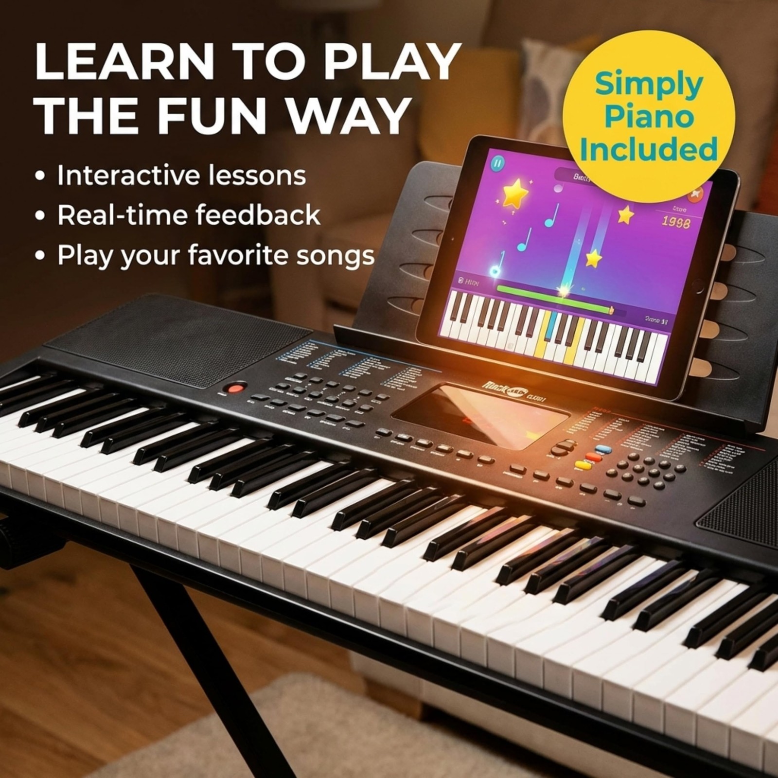 RJ361 61 Key Compact Keyboard Piano for Beginners