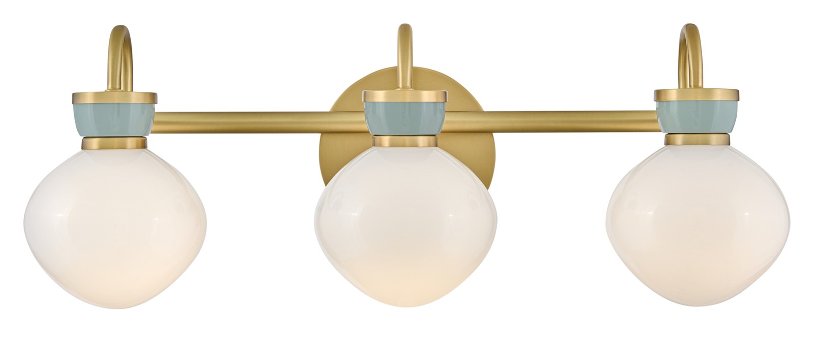 Lark 85593 Lucy 3 Light 25"W Vanity Light - Lacquered Brass / Seafoam