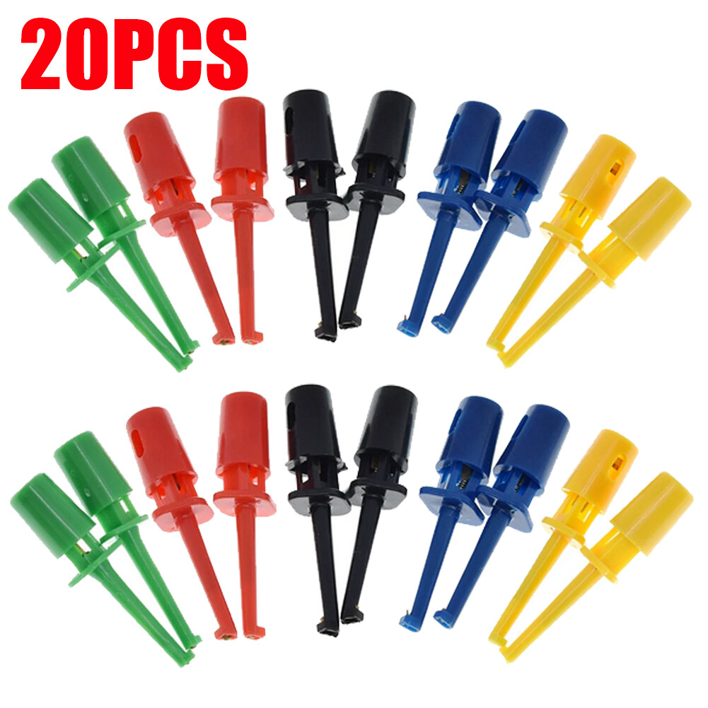 20PCS Test Probe Lead Wire Kit Hook Clip Mini Grabber for Multimeter USAA