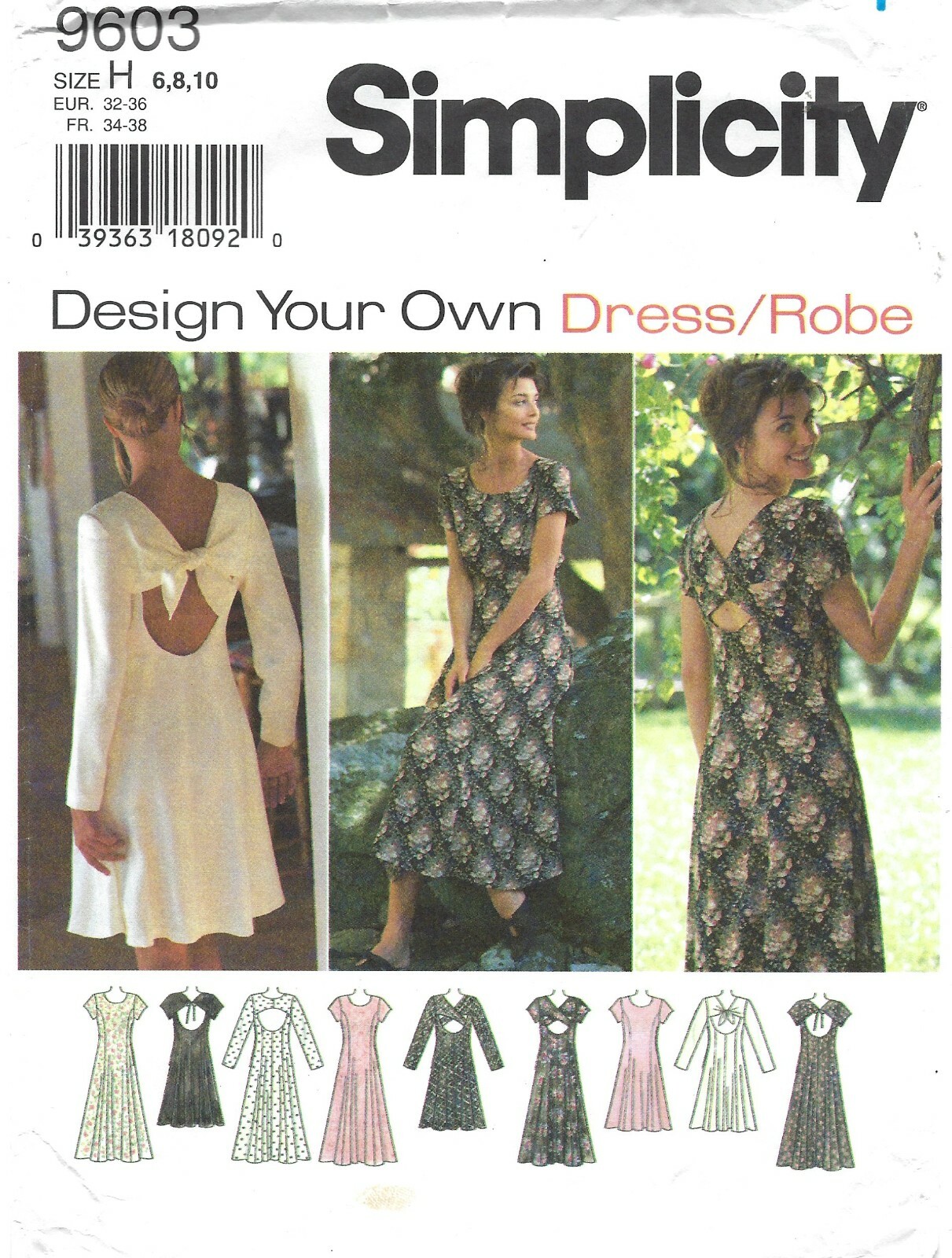 Simplicity 9603 DESIGN YOUR OWN Dress, Cut Out Back Detail Sz 6-10 UNCUT Pattern