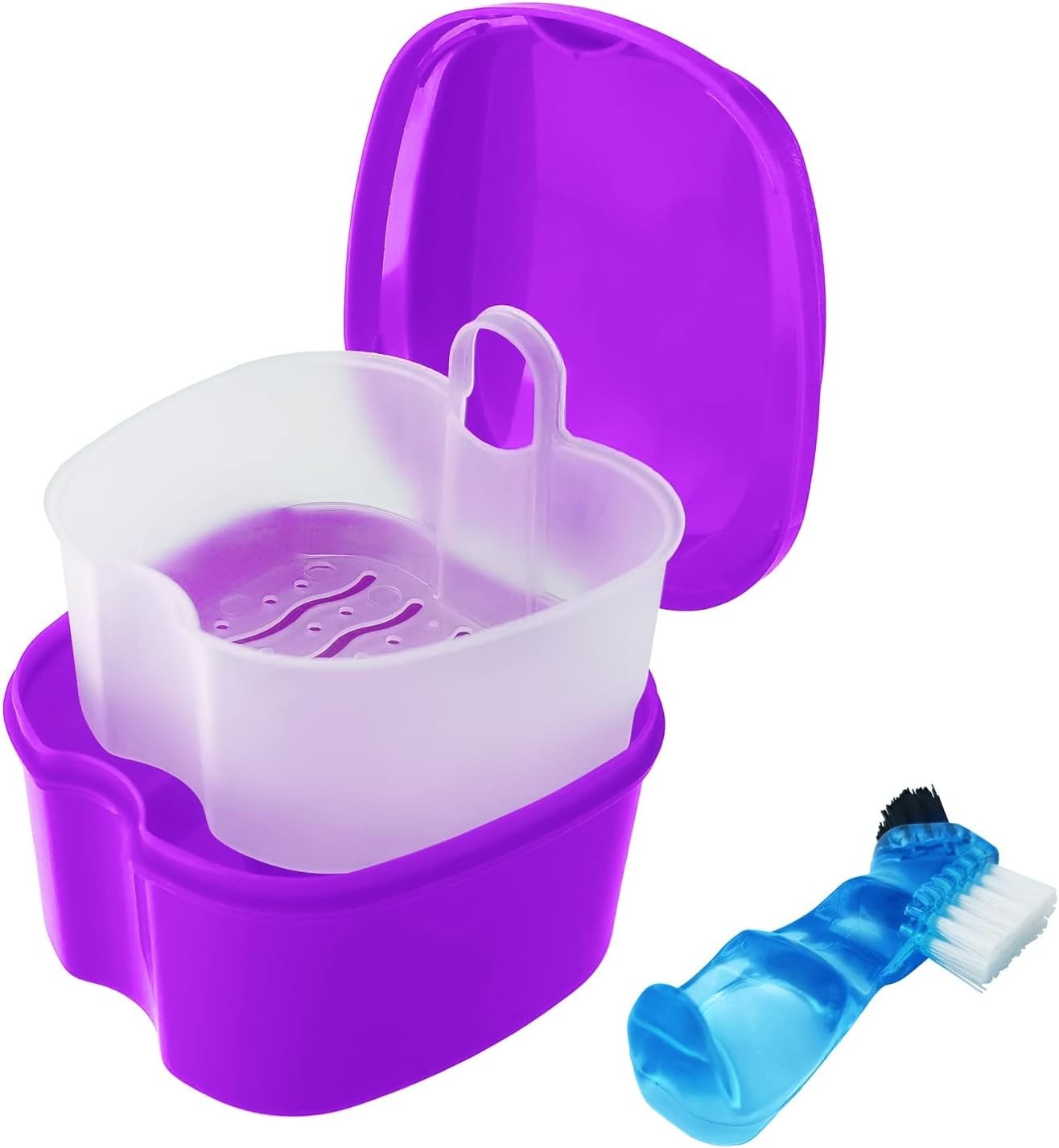 Multi-Functional Purple Denture Holder for Soaking & Travel – Great Quality