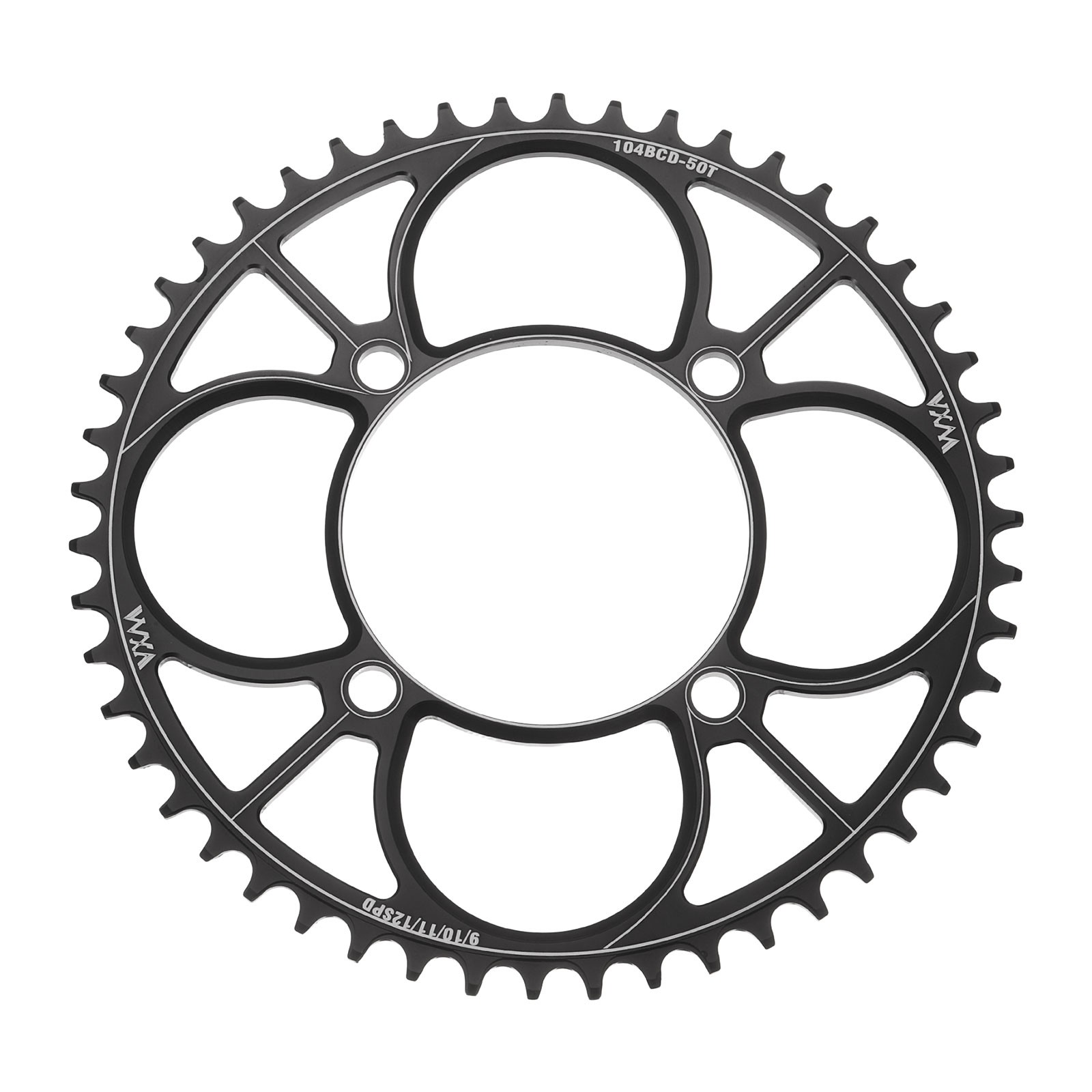 110BCD Bike Chainring 50T 207.82mm Dia Round Aluminum Narrow Wide Tooth Black