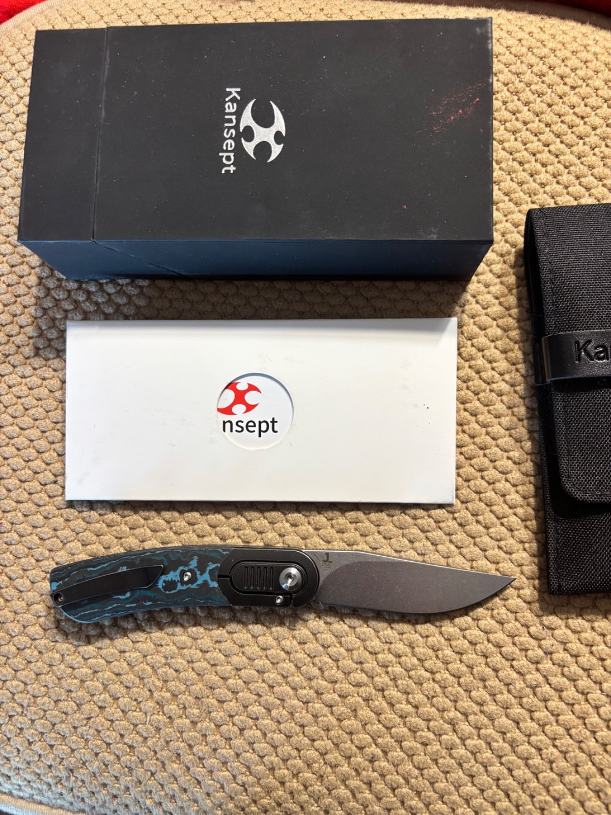 Kansept Knives Reverie Framelock Black/Blue Carbon Fiber Folding Knife - K2025A3