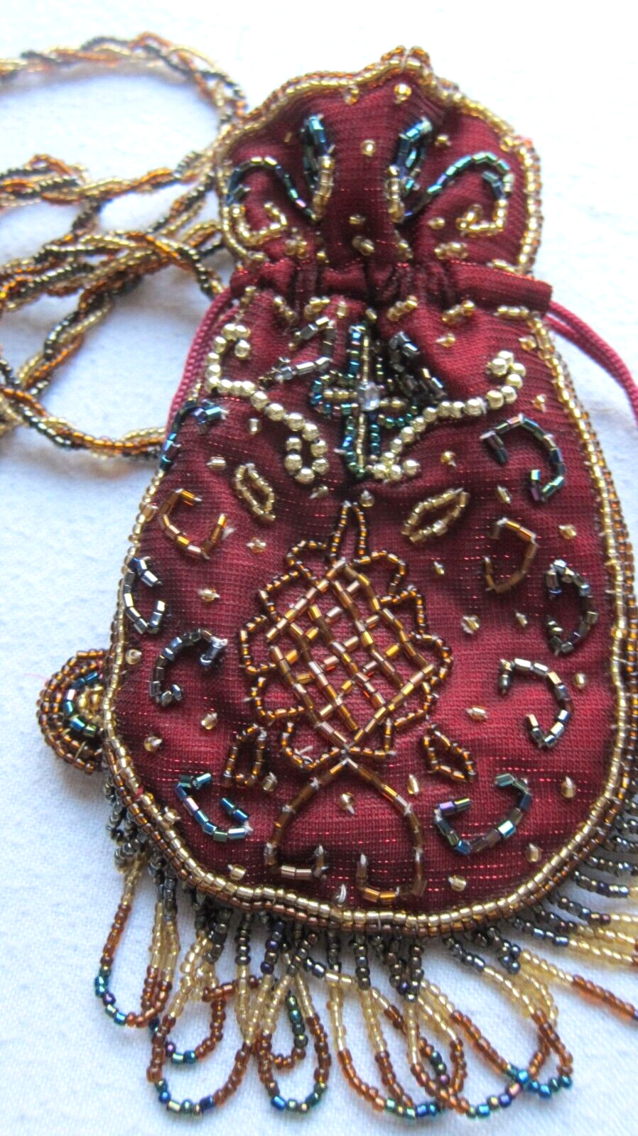 Used Small Beaded Purse Long Handle VGC