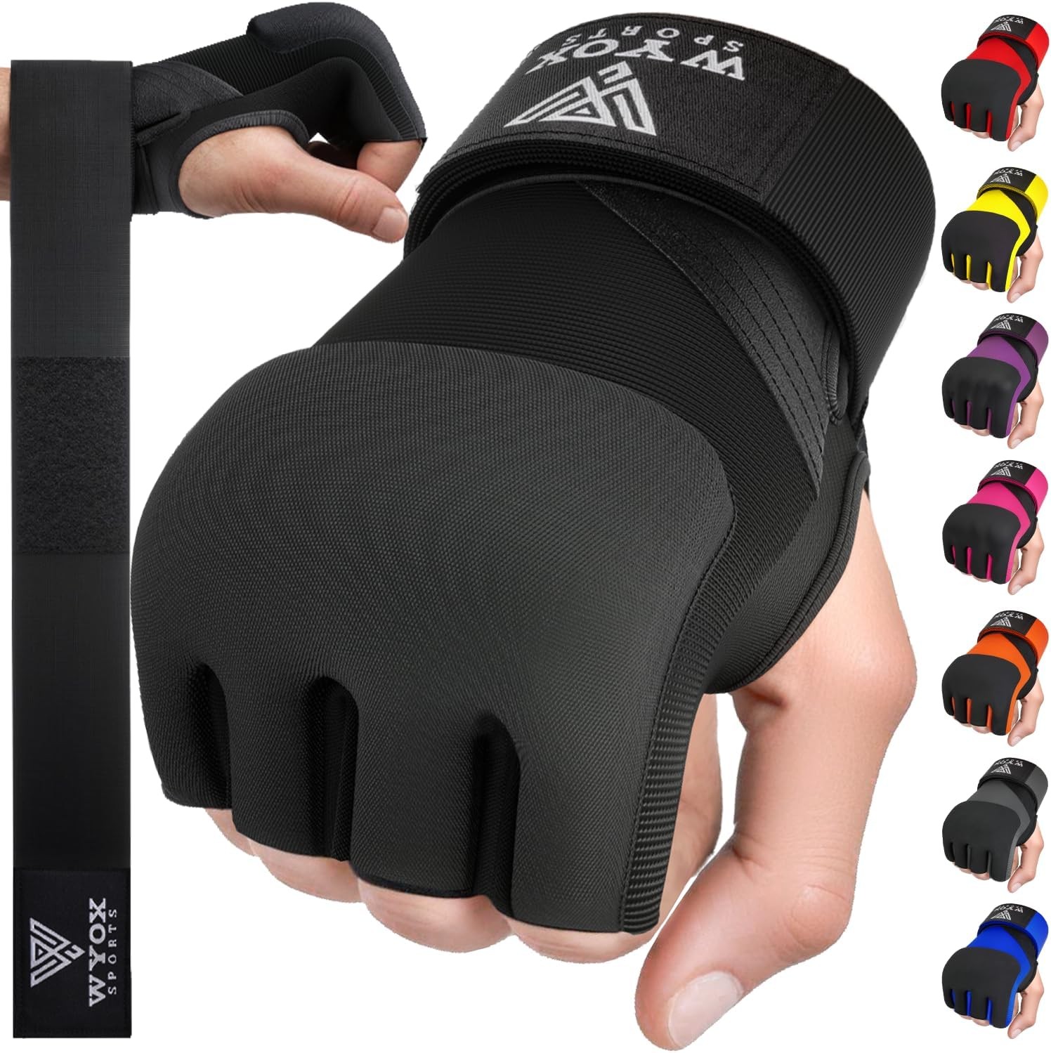 Gel Boxing Hand Wraps Inner Gloves for Men & Women, 80cm Quick Wrist Straps,