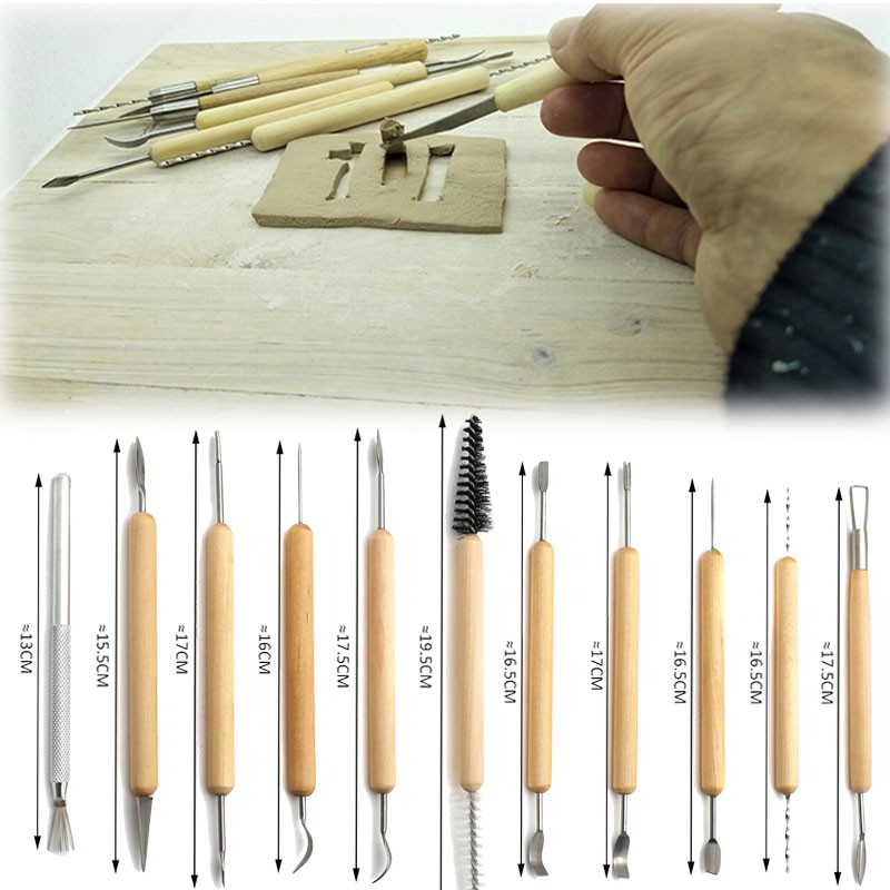 Pottery Clay Sculpting Tool Set Wooden Handle Ceramic Carving Shaping Tool