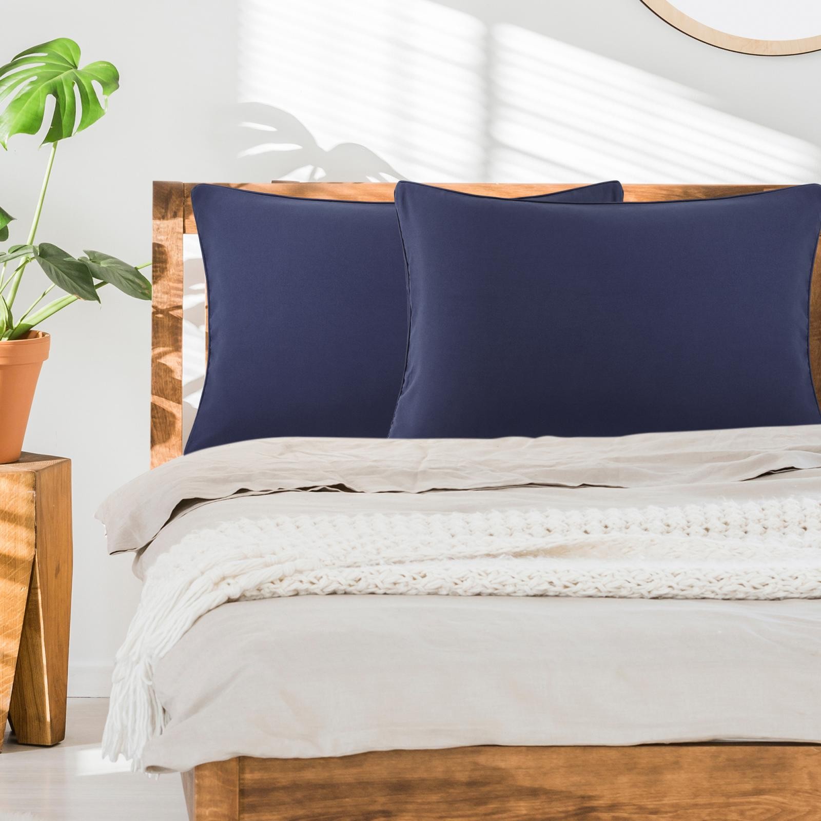 2Pcs Brushed Pillowcases with Roll Rim Zipper Closure
