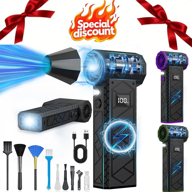 Compressed Air DusterAdjustable 18000RPM Electric Air Duster with LED Light XMAS