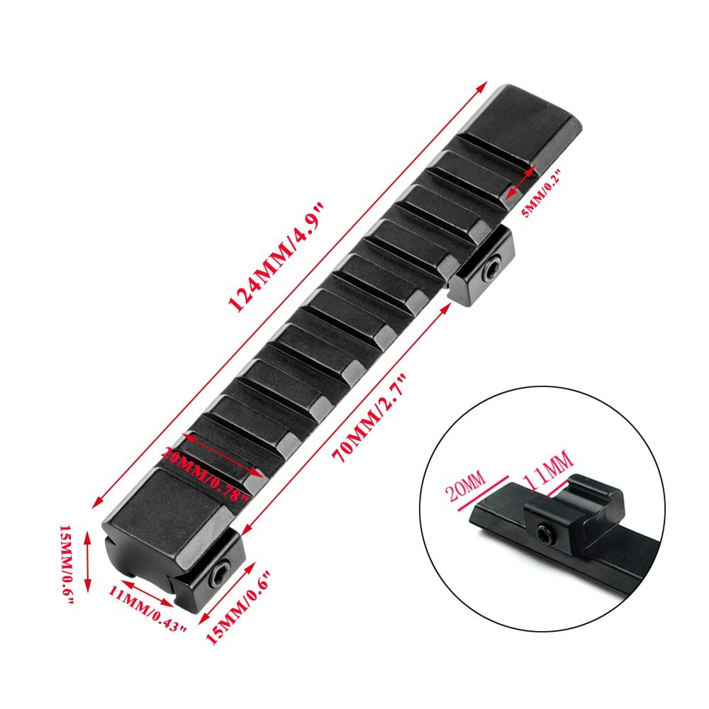 11mm Dovetail to 20mm Picatinny Rail Extended Offset Adapter Scope Mount