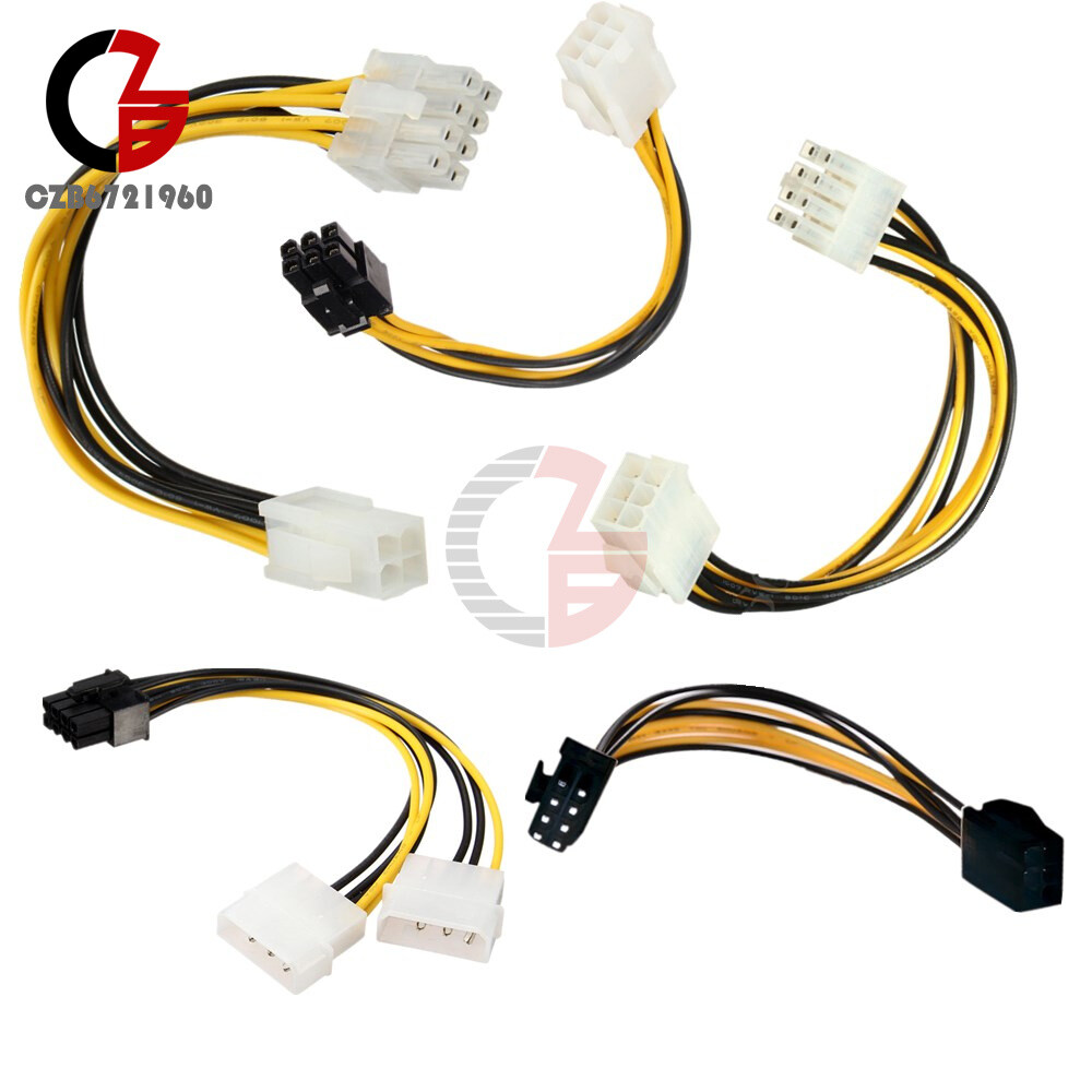 Mini Dual 4 6 Pin to 8 Pin Express PCIe PCI-E Power Cable Female Male 20cm 7.87"