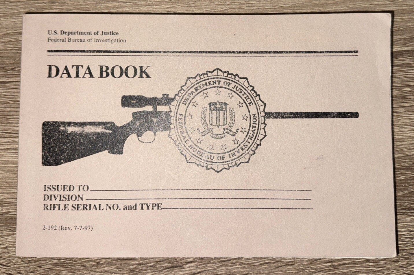 Department of Justice  DOJ  FBI   Sniper Data DOPE book New 2-192 Rev 7-7-97 (2)