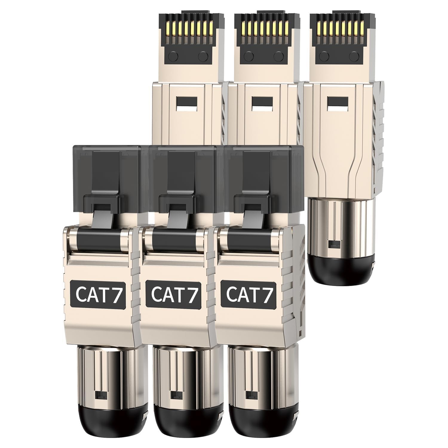 6-Pack RJ45 Connectors Tool Cat7 Cat6a, Tool-Alloy Shielded Ethernet Terminat...
