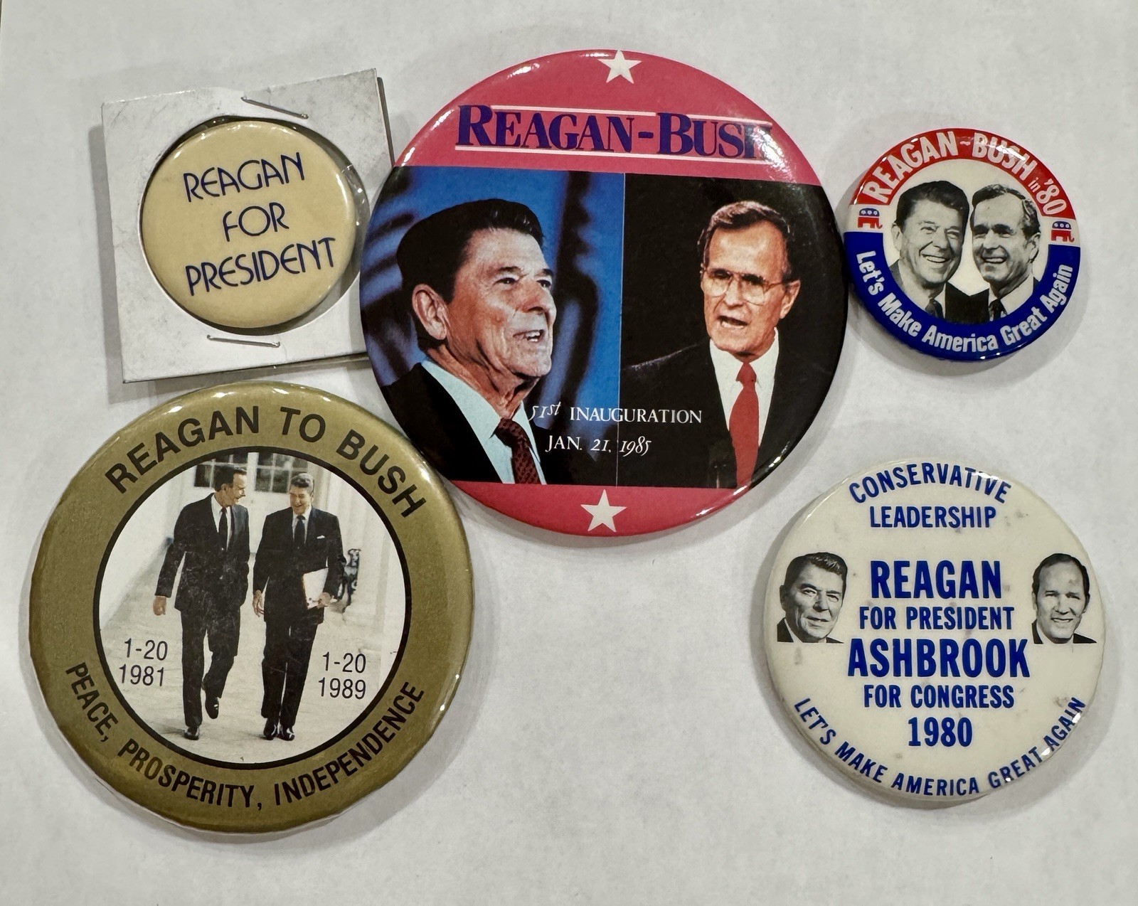 1980s Reagan & Bush Campaign Buttons - Group AA