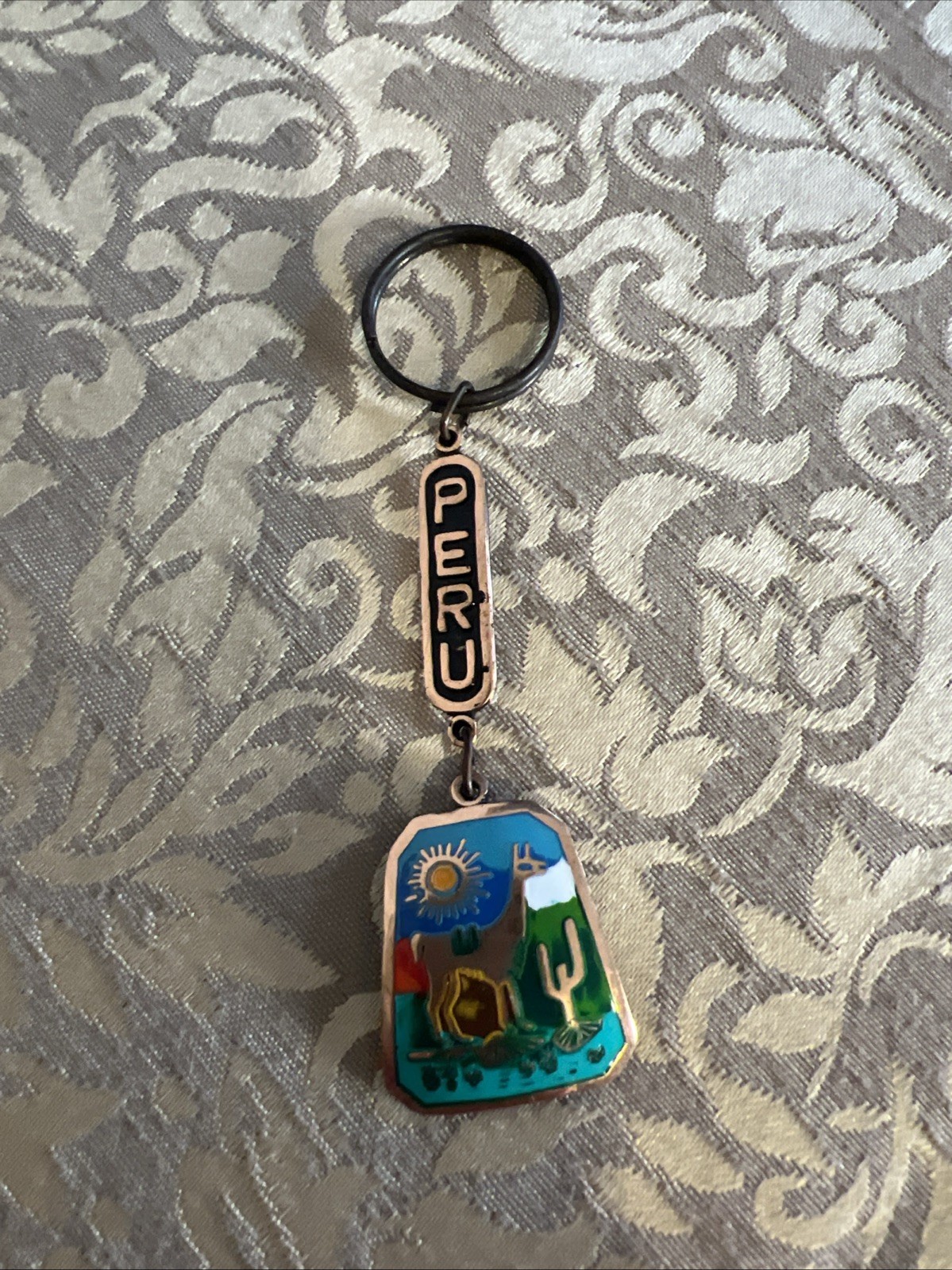 Vintage Peru Painted Keychain Llama