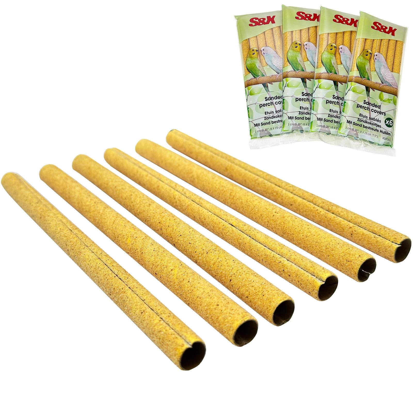 S&X 24-Pack Sand Perch Covers for Parakeets Small x24, Yellow