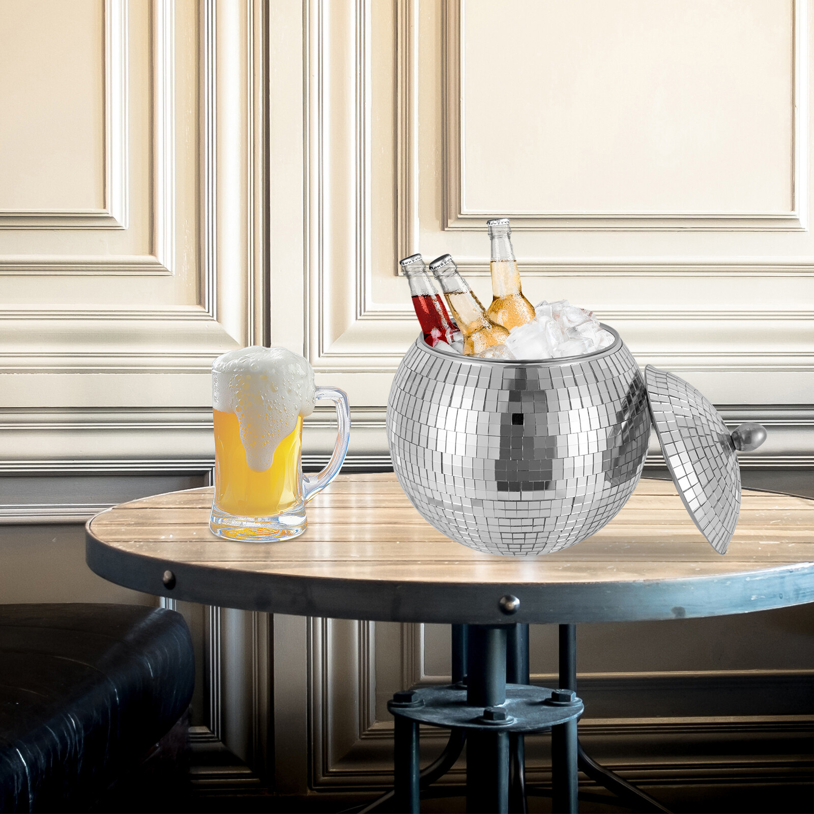 1.5L Disco Ice Bucket Washable Drink Bucket Beverage Ice Bucket Stainless Steel