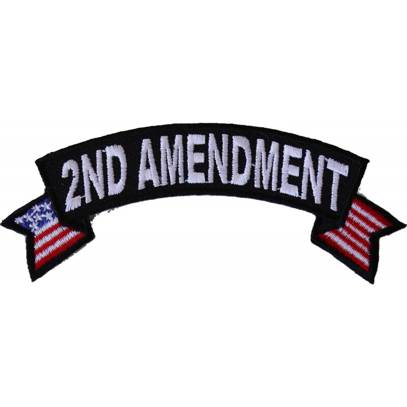 Patch, Small Rocker (Iron-On), 2nd Amendment United States Flag, 4" x 1.5"
