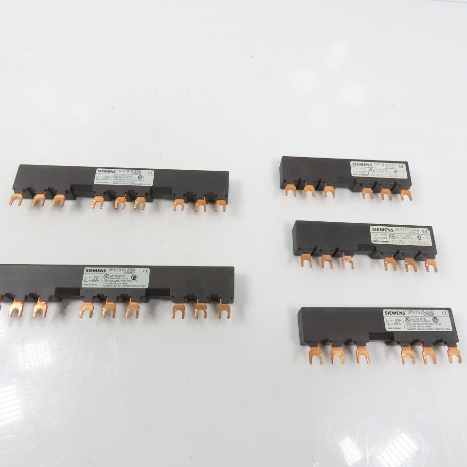 Siemens 3RV1915-2BB 3RV1915-2AB 3-Phase Copper Comb Busbar 63A 690V Lot Of 5