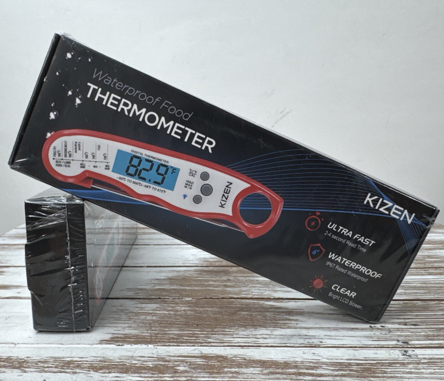Kizen Digital Waterproof Instant Read Meat Thermometer - Red Or Black
