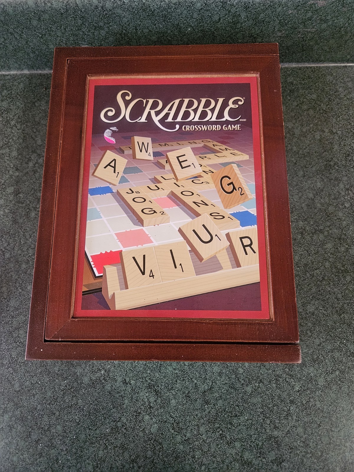 Scrabble Game Bookshelf Edition in Wooden Box READ