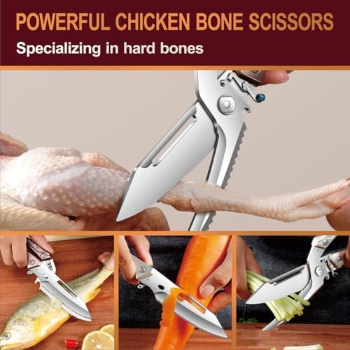 Kitchen Scissors All Purpose Heavy Duty Meat Poultry Shears,Kitchen Brown