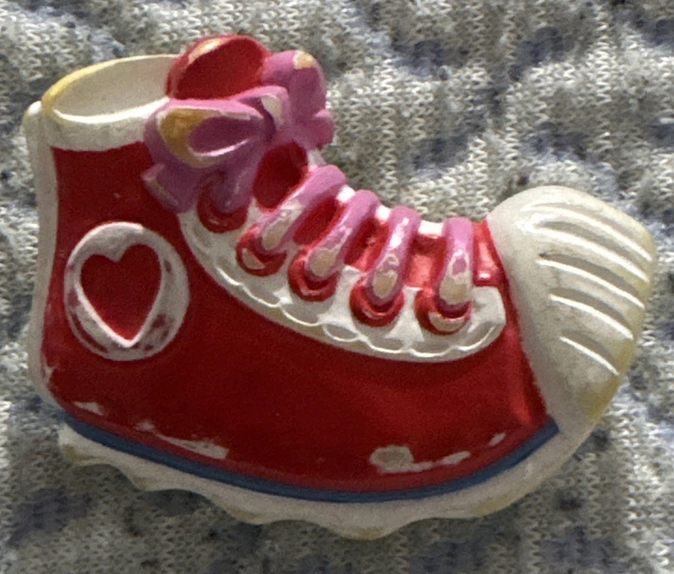 1985 Hallmark Pin Red & White Valentine Sneaker Brooch
