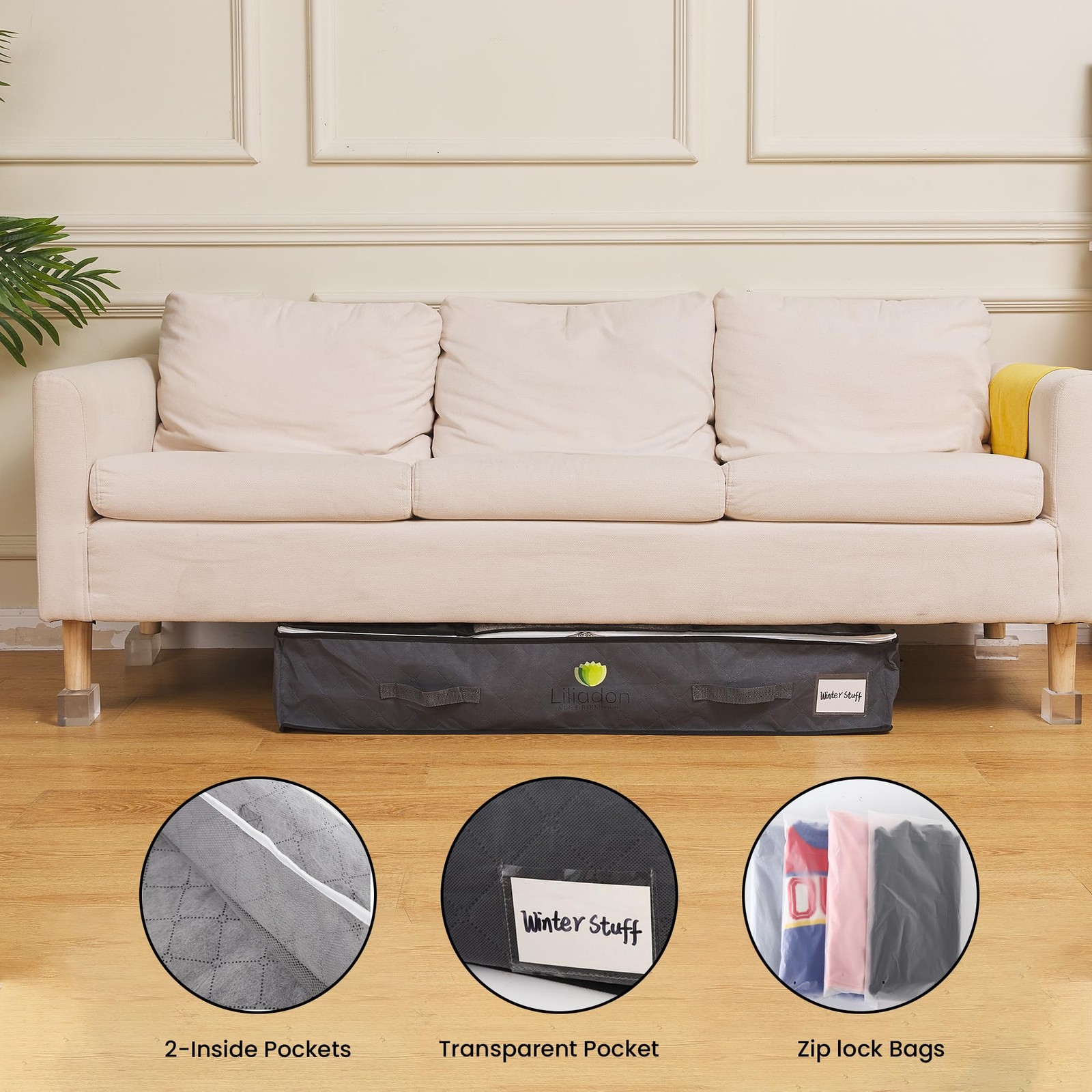 Modern Rectangular Underbed Storage Bin 6 Count Large 540l Total Volume Black