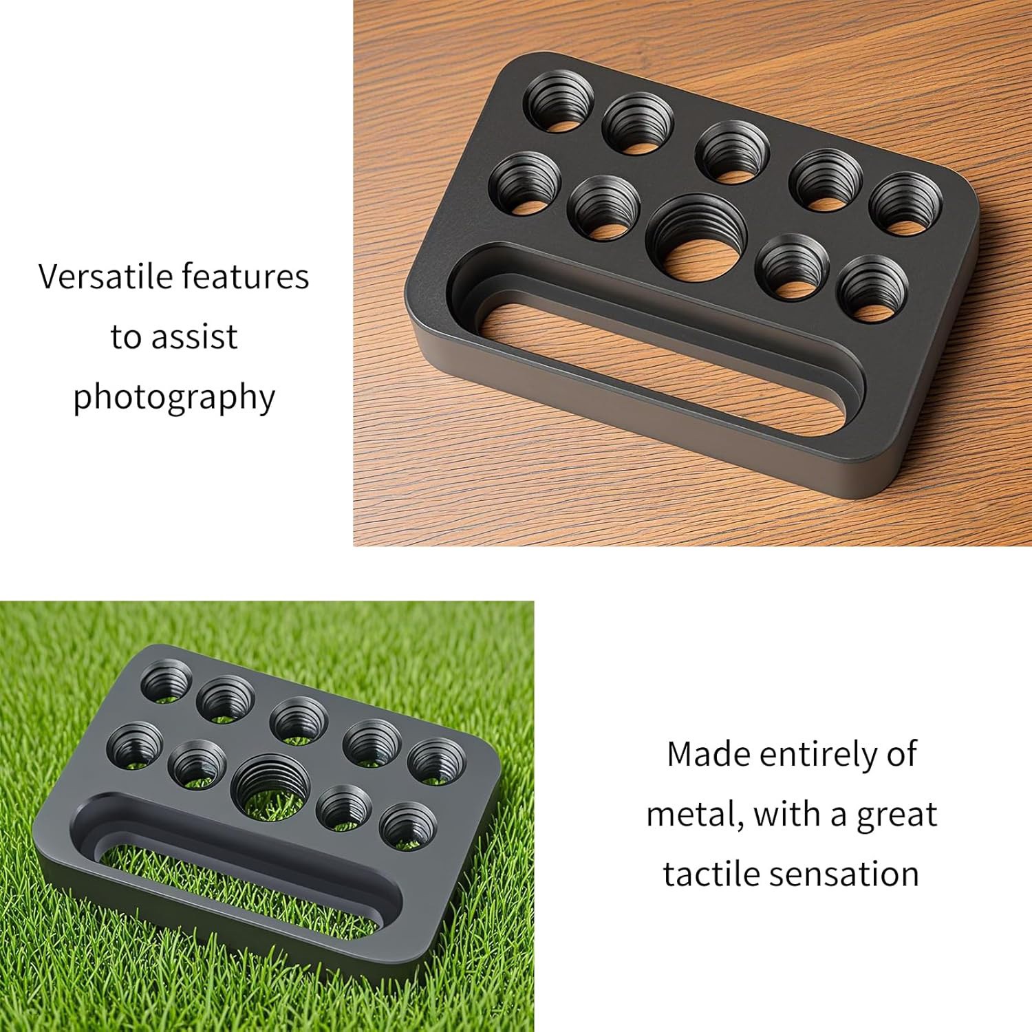 Camera Cheese Plate Multi-Function Mounting Plate with 1/4"& 3/8" Threads