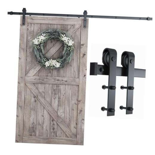 8.2 FT Barn Door Hardware Kit - Smooth & Smooth Track - 8.2 Feet