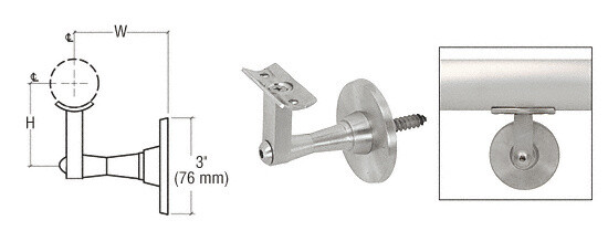 CRL HR2SWBS Brushed Stainless Manhattan Series Wall Mounted Hand Rail Bracket
