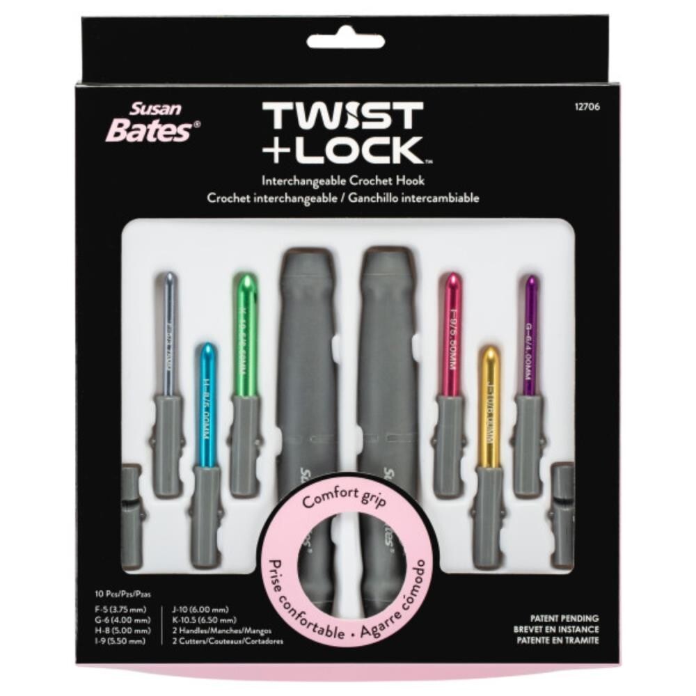 Susan Bates Twist + Lock Deluxe Interchangeable Crochet Hook Set 12706G1