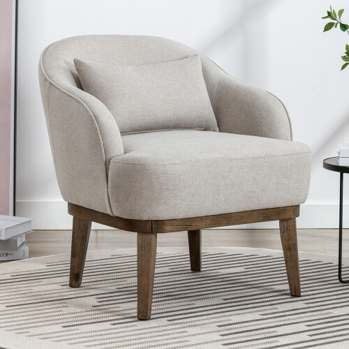 Modern Accent Chair Single Sofa Couch Upholstered Living Room Armchair w/ Pillow